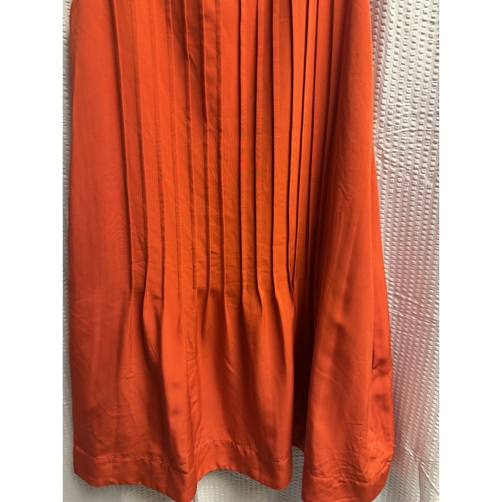 Lauren Ralph Lauren Pleated Red Orange Sleeveless Shift Dress 14P Lined - Picture 8 of 10